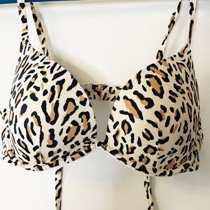 Shade & Shore™ Leopard Print Underwire Bikini Top Size 36C  Spaghetti Strap